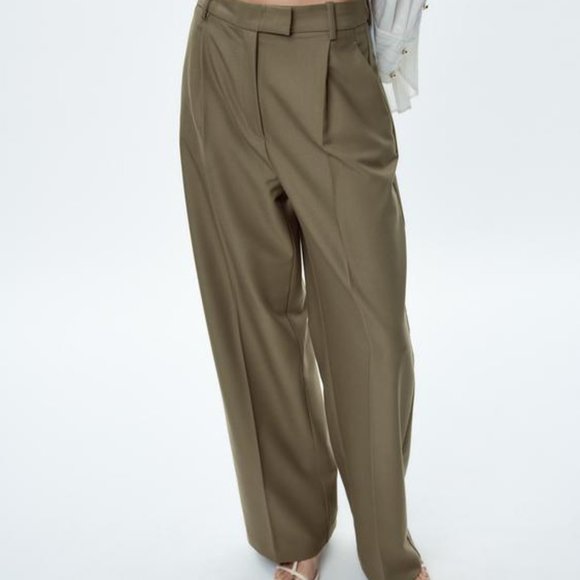 Women's Wide leg trousers - green-grey - size M - Picture 1 of 13